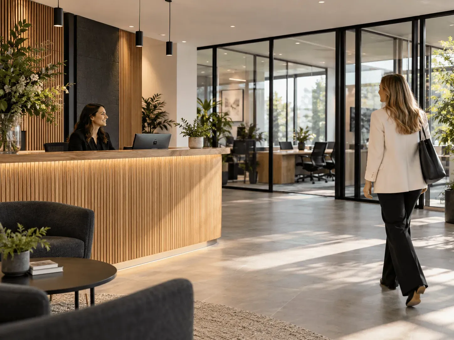 Reception desk in a serviced office